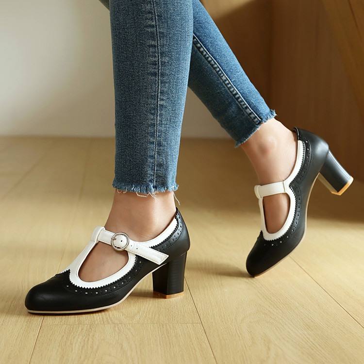 Fashion High Heel Single Shoes with Buckle Strap