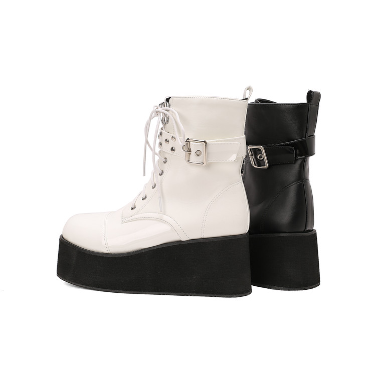 Women's Fashion Ankle Boots PU Round Toe Mid Heel - Style a.html