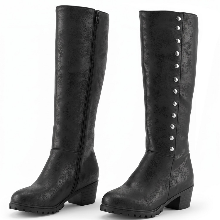 Women's High Shaft Pointed Toe Wedge Fashion Boots